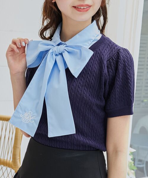 MAJESTIC LEGON ニット セーター リボンセットドッキング半袖ニット