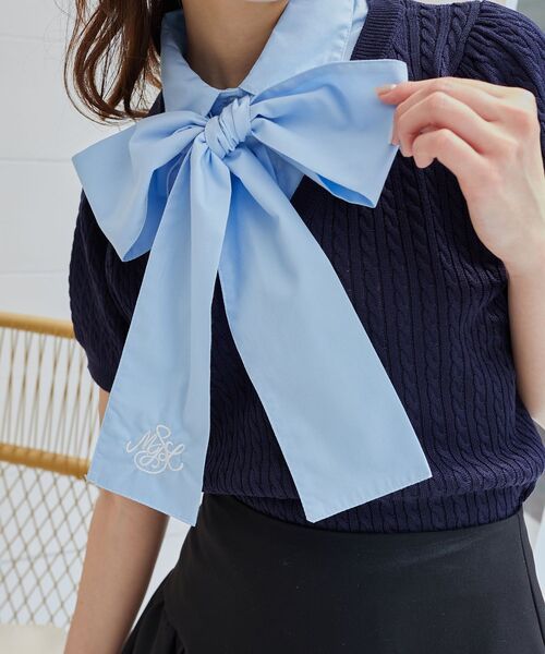 セール中❗ENFOLD　2点セット　長袖シャツ＆半袖ニット MAJESTIC LEGON（マジェスティックレゴン） ニット セーター リボン