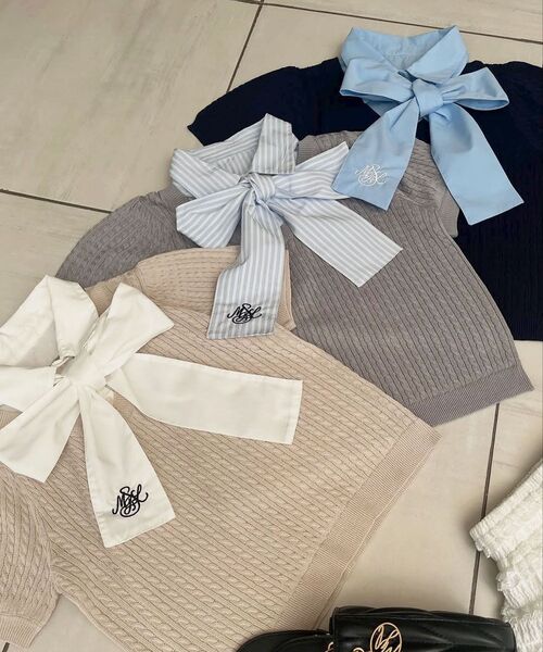 mami8542さま❤︎ご専用❤︎エムズグレイシー⭐️リボン半袖ニット M'S GRACY - mami8542さま❤︎ご専用❤︎エムズグレイシー⭐️リボン