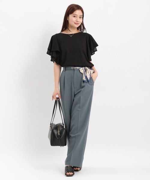 Andemiu tシャツ ラッフルスリーブカットソー498165 レディース
