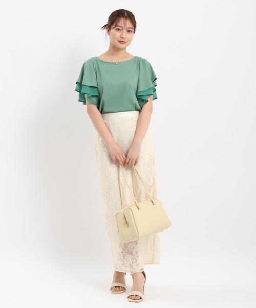 Andemiu tシャツ ラッフルスリーブカットソー498165 レディース