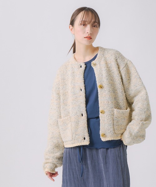 ニット セーター 「WHYTO. / ホワイト」ミックステープヤーンニットジャケット レディース WHYTO ニット セーター 「WHYTO. / ホワイト」ミックステープ