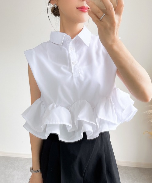 FAVORITO ブラウス シャツ フリル長袖シャツ レディース