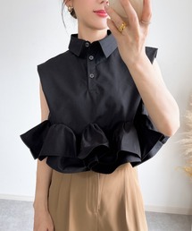 未使用ターコイズ フリル付きシャツ ノースリーブ 未使用ターコイズ フリル付きシャツ ノースリーブ フリル