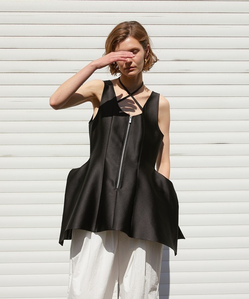 ストレッチダブルサテンスクエアヘムトップ / Stretch Double Satin Square Hem Top レディース