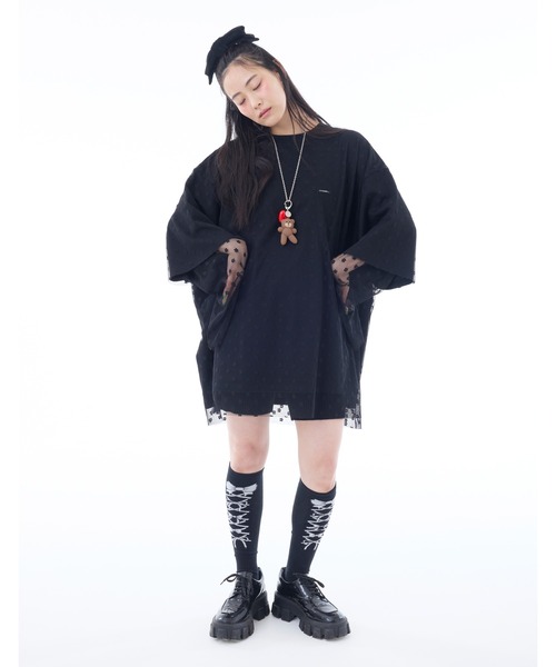tシャツ fake layered tulle long tee レディース Little sunny bite tシャツ fake layered tulle long tee
