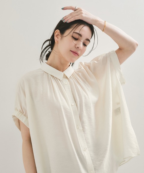 LE CERCLE par rope' ブラウス シャツ ステンカラービッグシャツ