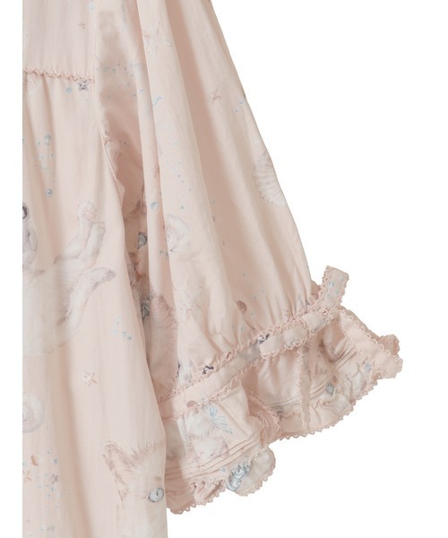 ピンクハウス✨さざ波とねこフリルロングワンピース PINK HOUSE（ピンクハウス） ワンピース さざ波とねこプリント
