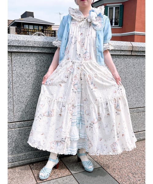 ✨美品✨ピンクハウス チュニック ワンピース レース ピンタック フリル 花柄 PINK HOUSE #spc ピンクハウス PINKHOUSE ワンピース オレンジ