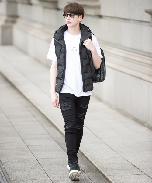 「BUFFALO BOBS」 ダウンベスト 1-2 ブラック メンズ_画像4