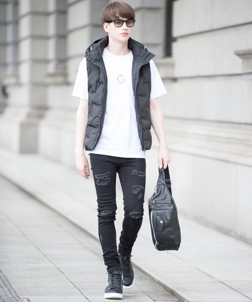 「BUFFALO BOBS」 ダウンベスト 1-2 ブラック メンズ_画像6