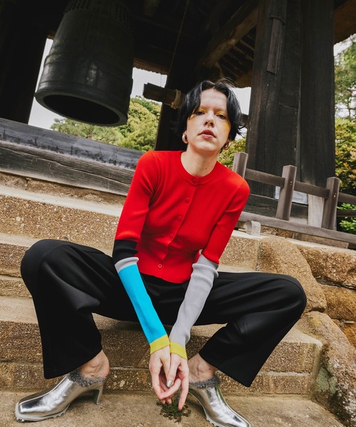 OMMO（オーエムエムオー） カーディガン BLOCKING PEPLUM KT CD