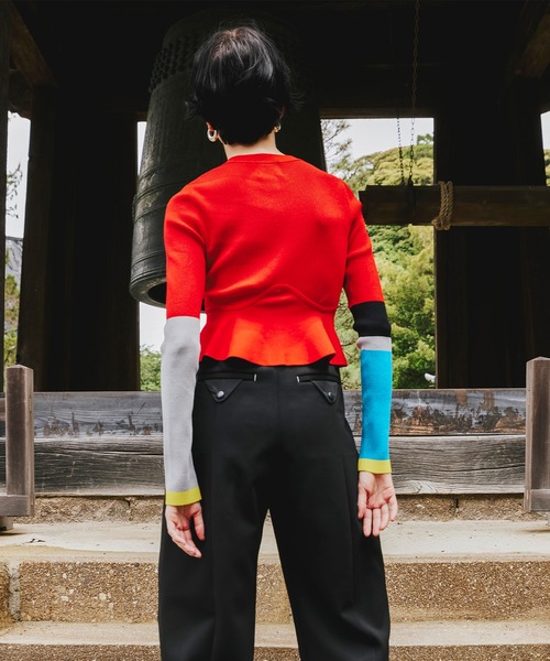 OMMO（オーエムエムオー） カーディガン BLOCKING PEPLUM KT CD