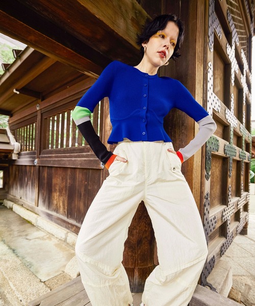 OMMO（オーエムエムオー） カーディガン BLOCKING PEPLUM KT CD