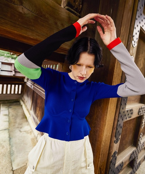 カーディガン BLOCKING PEPLUM KT CD レディース OMMO カーディガン BLOCKING PEPLUM KT CD レディース