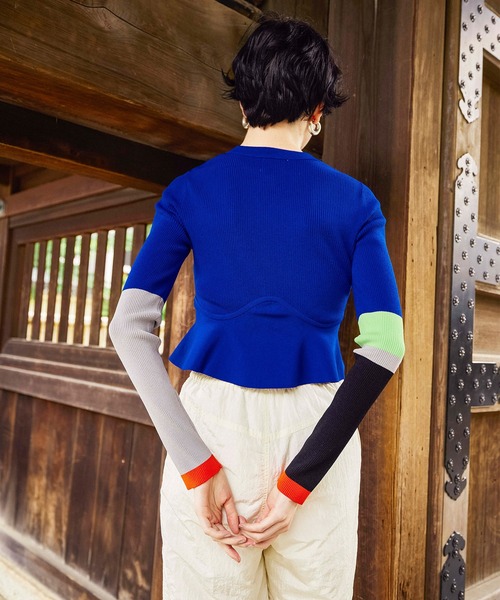 OMMO（オーエムエムオー） カーディガン BLOCKING PEPLUM KT CD