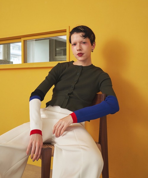 OMMO（オーエムエムオー） カーディガン BLOCKING PEPLUM KT CD