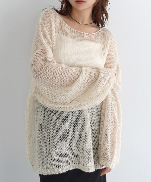 Freesia ニット セーター シアーモヘアオーバーサイズニットトップス