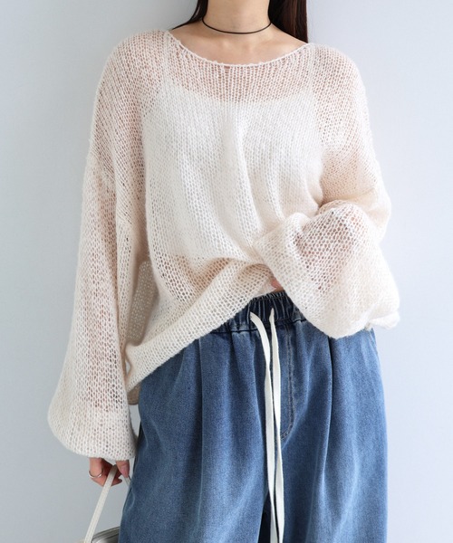 Freesia ニット セーター シアーモヘアオーバーサイズニットトップス