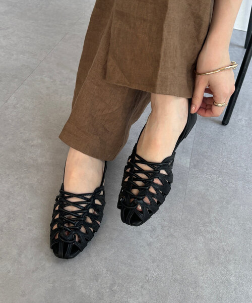 「DouDou」 フラットサンダル 23.5cm シルバー レディース_画像2