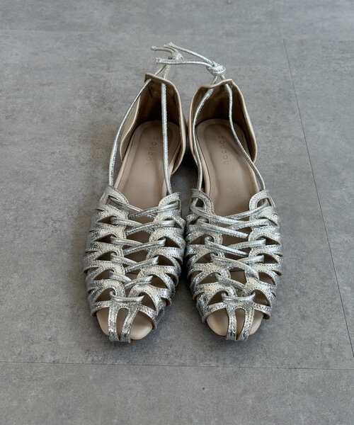 「DouDou」 フラットサンダル 23.5cm シルバー レディース_画像8