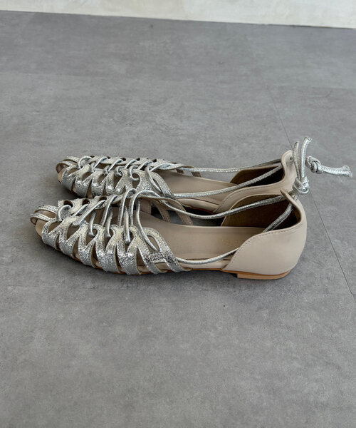 「DouDou」 フラットサンダル 23.5cm シルバー レディース_画像9