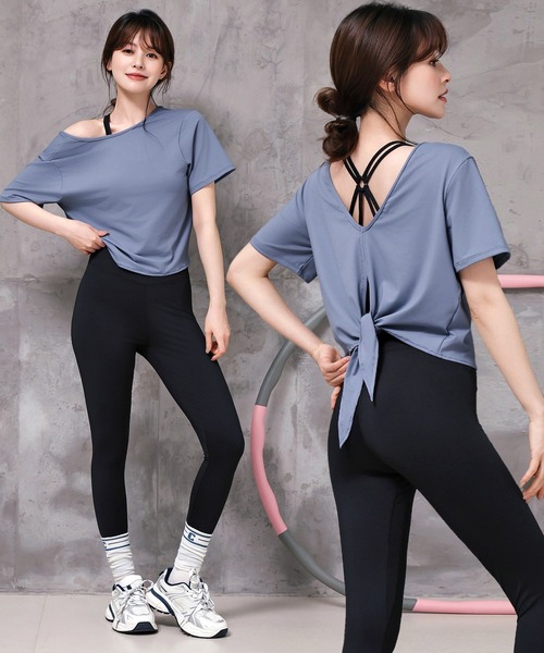 HYS SHOP レギンス スパッツ レディース 半袖ヨガウェアトップス+