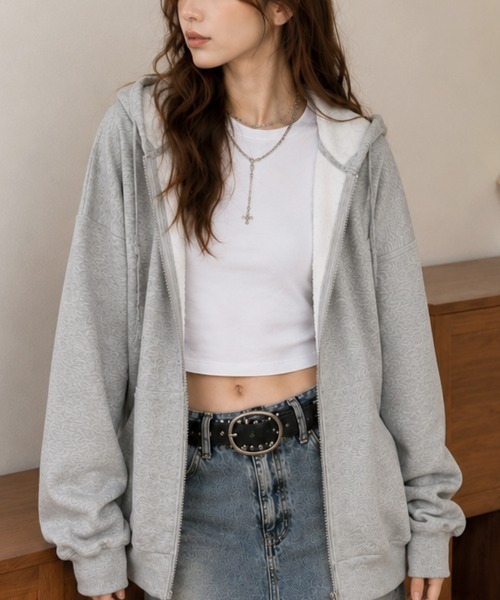 cammie パーカー ジャージファブリックジップパーカー レディース