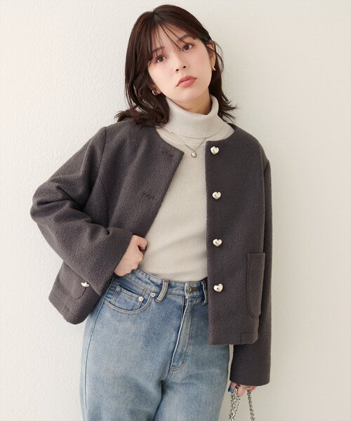 natural couture ジャケット ノーカラージャケット 「WEB限定」ハート