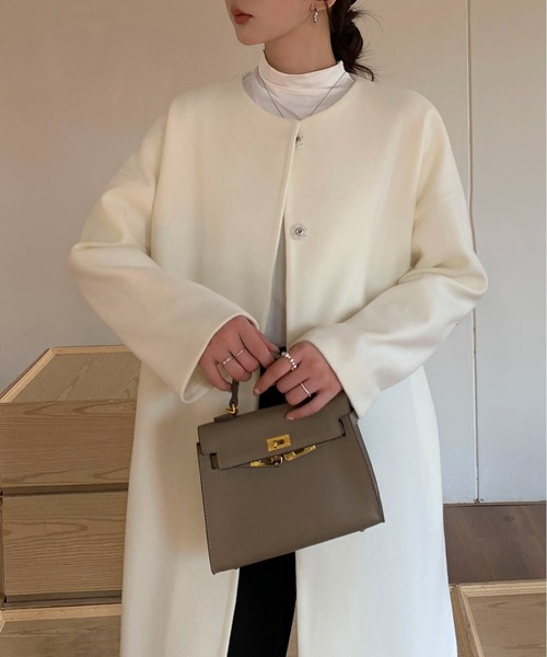 Maison Calme ノーカラーコート コート ふんわりシルエットノーカラー