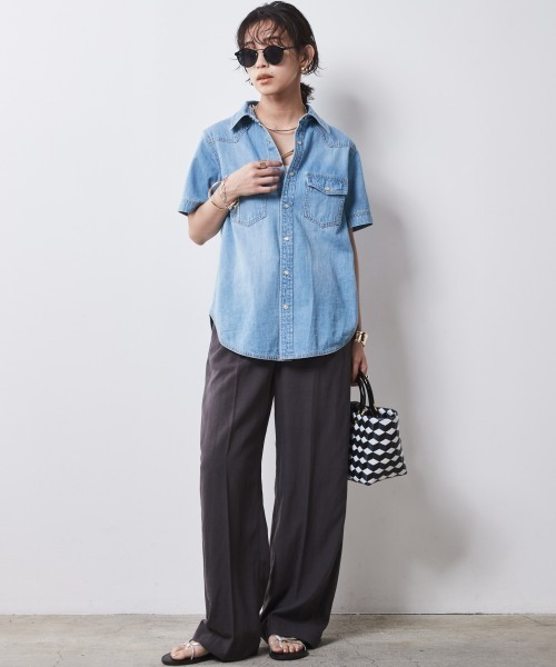 「CHIC STYLE」 パンツ L チャコール レディース_画像7