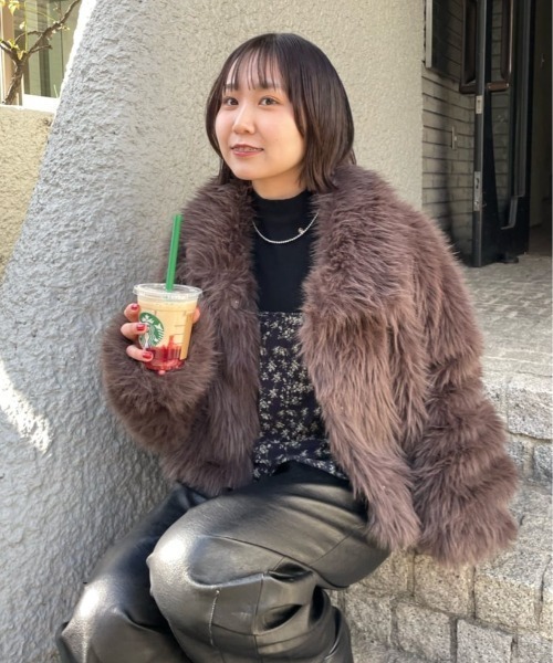 【美品】ROTINY スタンドカラー オーバーサイズ 9号 毛皮 ファーコート 美品】ROTINY スタンドカラー オーバーサイズ 9号 毛皮 ファーコート