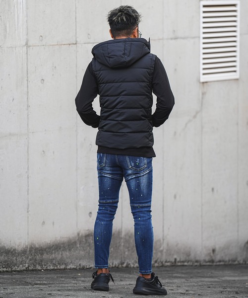 RTEG フード付きベスト M 黒 adamsJUGGLER アダムスジャグラー RTEG ペイズリー柄 フード付き