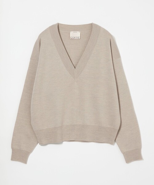conte ニット セーター 「conte」ハイゲージ ディープVネックニット