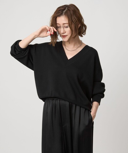 conte ニット セーター 「conte」ハイゲージ ディープVネックニット