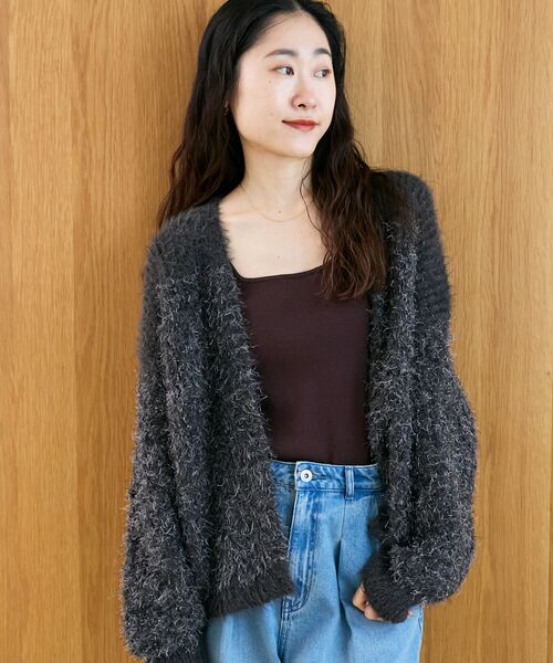 le.coeur blanc（ルクールブラン） カーディガン ラメフェザーモール