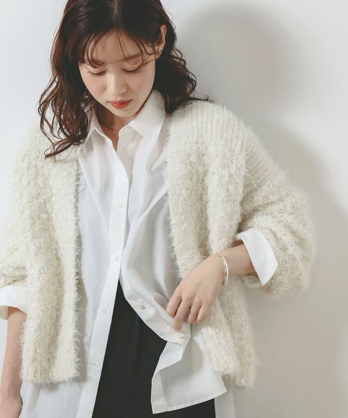 le.coeur blanc（ルクールブラン） カーディガン ラメフェザーモール
