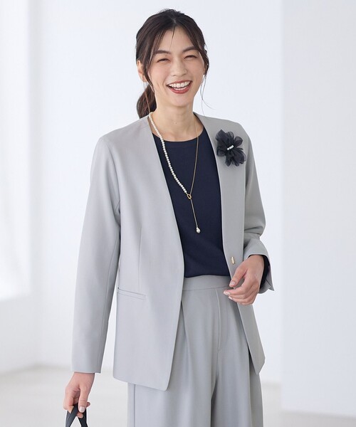 ANY（エニィ） ジャケット ノーカラージャケット イージーケアライト