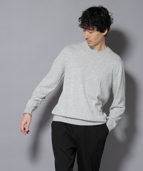 新品未使用 ナノユニバース カシミヤシルク クルーネック ニット アイボリー AQUA ウール カシミヤ クルーネック ニット