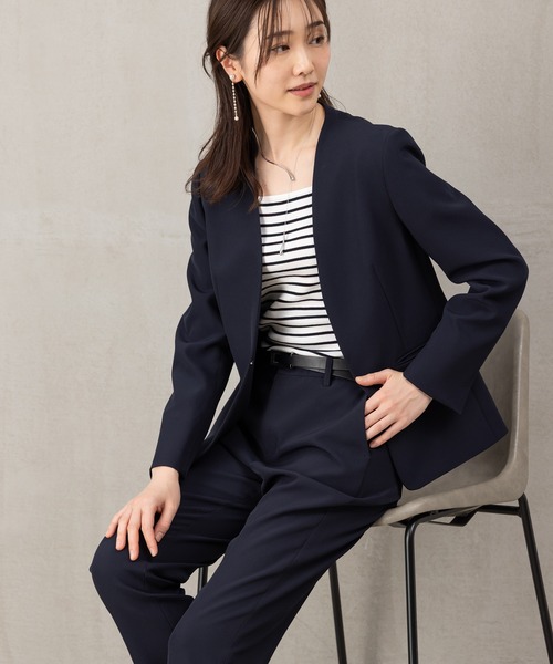 ROBEDECORA セットアップ 「洗えて動けるスーツ」ノーカラージャケット