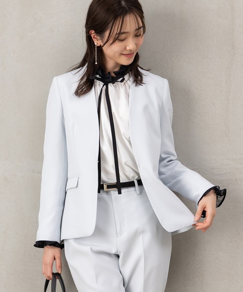 ROBEDECORA セットアップ 「洗えて動けるスーツ」ノーカラージャケット