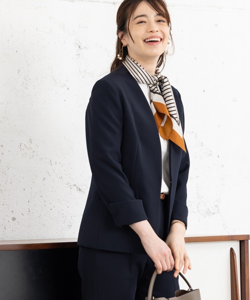 ROBEDECORA セットアップ 「洗えて動けるスーツ」ノーカラージャケット