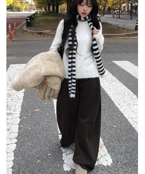 anyonemore スウェットパンツ ジャージ 裏起毛サイドタックウエスト