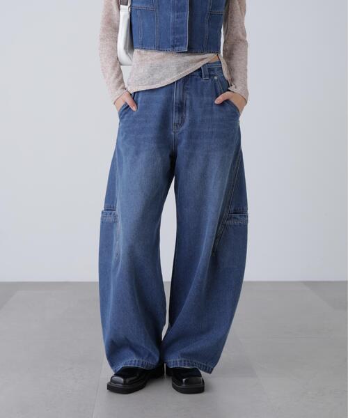 ジーンズ デニム デニムパンツ サイドポケットコクーンデニムパンツ レディース