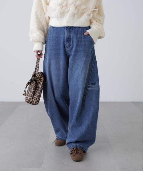 ジーンズ デニム デニムパンツ サイドポケットコクーンデニムパンツ レディース