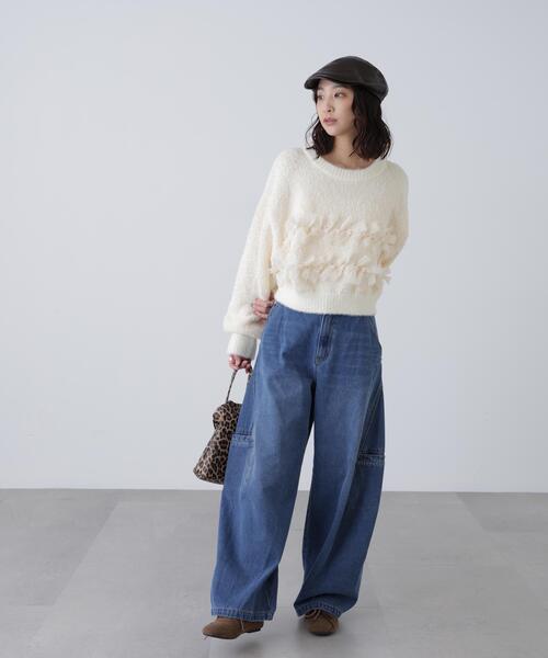 ジーンズ デニム デニムパンツ サイドポケットコクーンデニムパンツ レディース