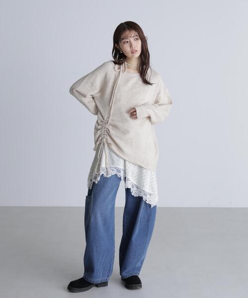 ジーンズ デニム デニムパンツ サイドポケットコクーンデニムパンツ レディース