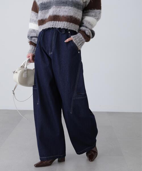 ジーンズ デニム デニムパンツ サイドポケットコクーンデニムパンツ レディース
