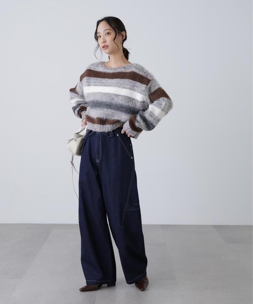 ジーンズ デニム デニムパンツ サイドポケットコクーンデニムパンツ レディース