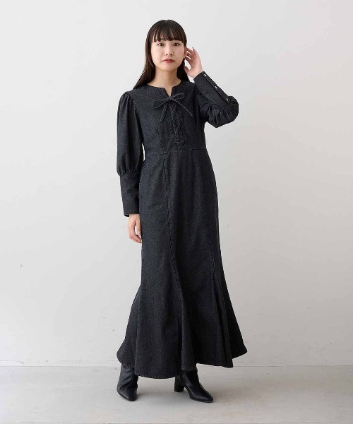 MEDE19F ヴィンテージライク　ネグリジェ風ワンピース MEDE19F ヴィンテージライク ネグリジェ風ワンピース〈オフホワイト